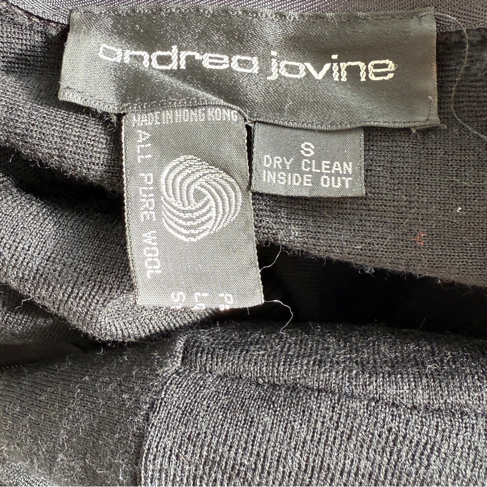 Vintage S Andrea Jovine Black Fitted Wool Multi-Colored Button Long Sleeve Dress - Picture 6 of 7